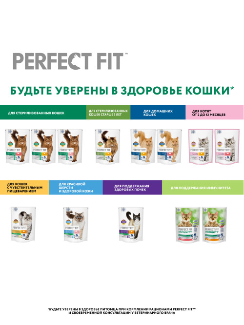 Perfect Fit Senior сухой корм для пожилых кошек старше 7 лет с курицей - 650 г
