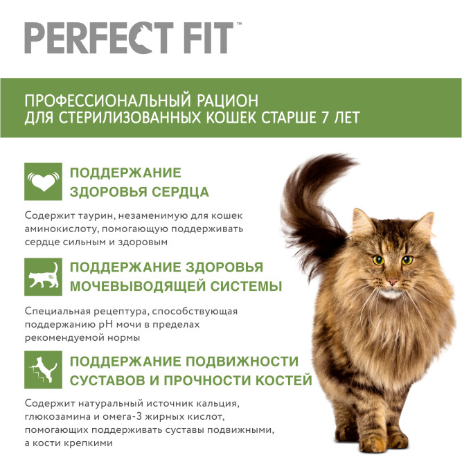 Perfect Fit Senior сухой корм для пожилых кошек старше 7 лет с курицей - 650 г