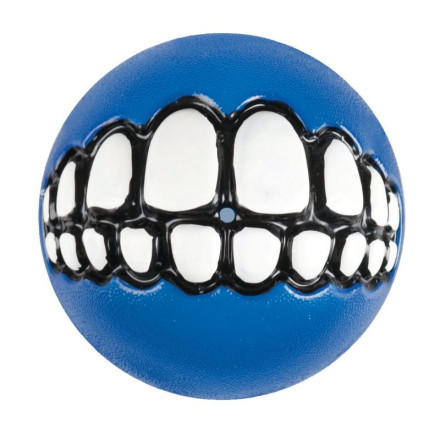 Игрушка для собак ROGZ Grinz M мяч с принтом &quot;зубы&quot; и отверстием для лакомства Синий - 64 мм