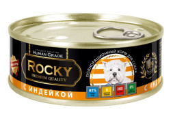 Rocky влажный корм для взрослых собак мясное ассорти с индейкой, в консервах - 100 г х 24 шт