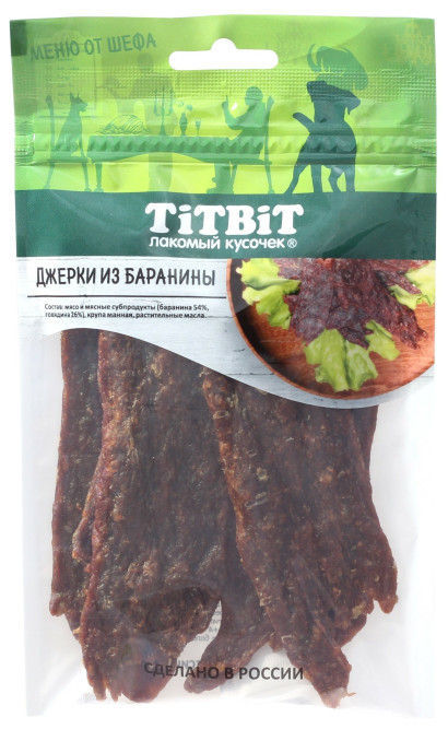 TiTBiT "Меню от Шефа" лакомство для собак джерки мясные из баранины - 70 г