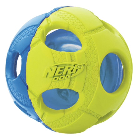 NERF игрушка для собак мяч светящийся, синий зеленый - 6 см