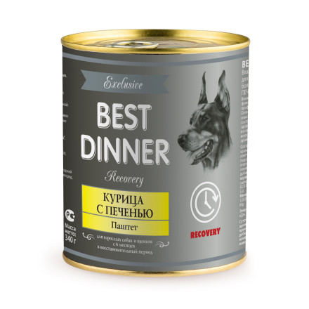 Best Dinner Exclusive Recovery консервы для собак при восстановлении с курицей и печенью - 340 г