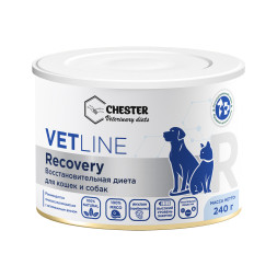 Chester Vetline Recovery влажный диетический корм для собак и кошек, с курицей и свининой, в консервах - 240 г х 6 шт