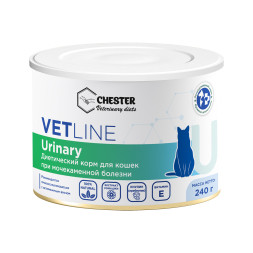 Chester Vetline Urinary влажный диетический корм для кошек при заболеваниях нижних отделов мочевыводящих путей, в консервах - 240 г х 6 шт