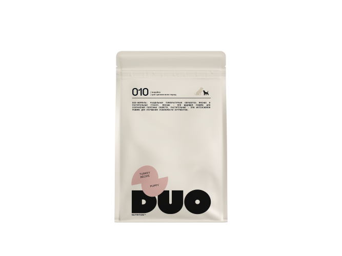 DUO Nutrition сухой полнорационный корм для щенков всех пород с индейкой и рисом - 1 кг