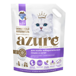 Azure впитывающий силикагелевый наполнитель, для избирательных кошек, гигиенический, без запаха - 7,6 л (3,2 кг)