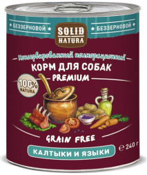 Solid Natura Premium Калтыки и языки влажный корм для собак жестяная банка 0,24 кг (12 шт в уп)