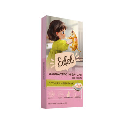 Edel Cat лакомство для кошек крем-суп с птицей и печенью - 75 г (5 шт в упаковке)