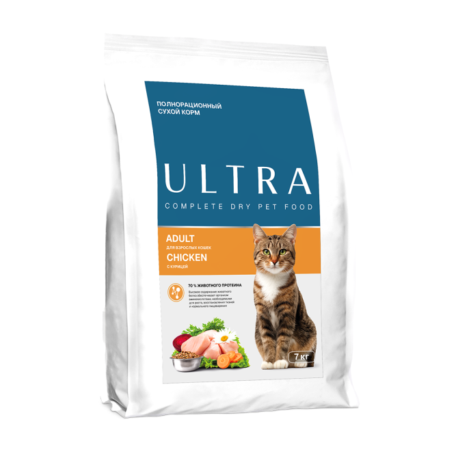 Ultra сухой корм для взроcлых кошек с курицей - 7 кг