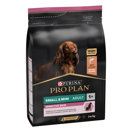 Pro Plan Opti Derma Small Mini сухой корм для взрослых собак мелких и карликовых пород при чувствительной коже с лососем - 3 кг