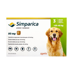 Симпарика 80 мг таблетки от блох и клещей для собак весом от 20 до 40 кг - 3 шт