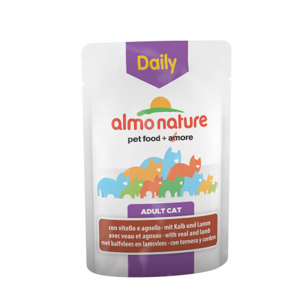 Almo Nature Daily Menu Adult Cat Veal &amp; Lamb паучи для взрослых кошек меню с телятиной и ягненком - 70 г х 30 шт