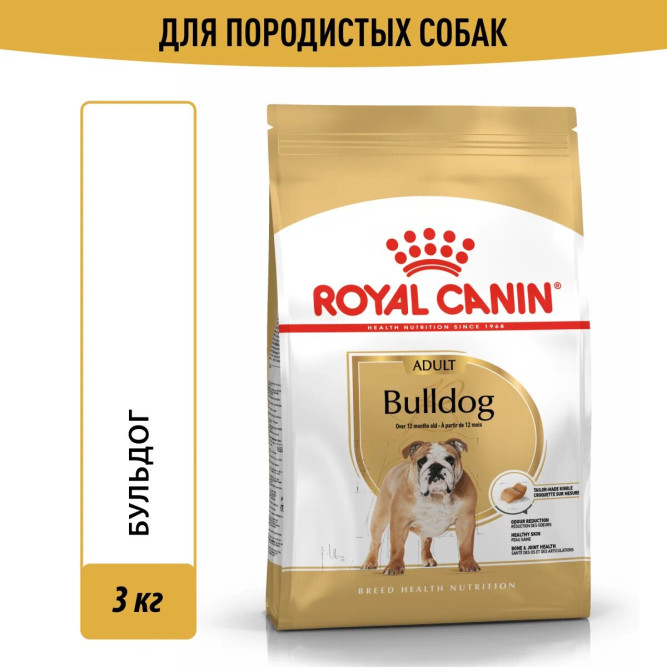 Royal Canin Bulldog Adult корм для английских бульдогов старше 12 месяцев - 3 кг