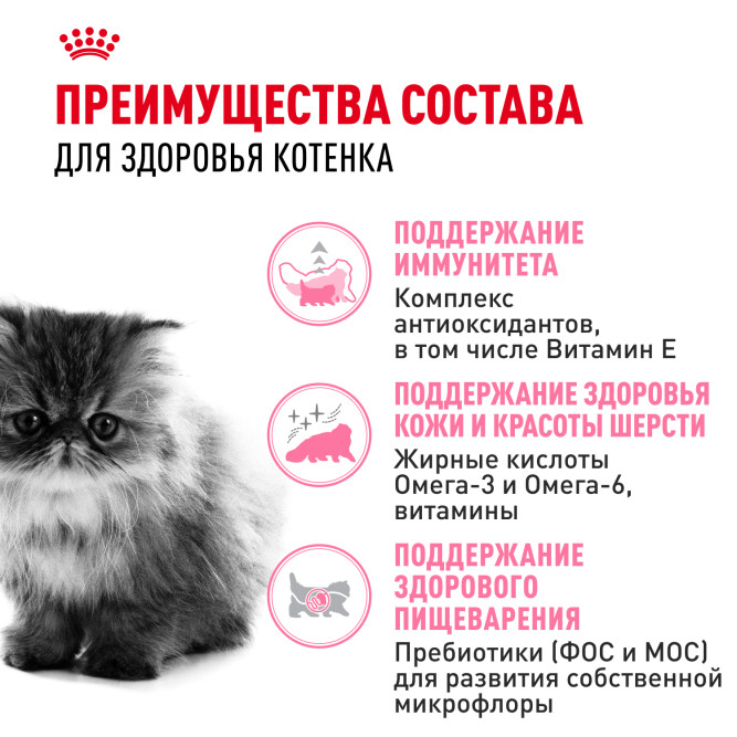 Royal Canin Kitten Persian сухой корм для котят персидской породы от 2 до 12 месяцев, беременных и кормящих кошек - 400 г