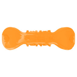 Mr.Kranch игрушка для собак Гантель дентальная с пищалкой и ароматом бекона, оранжевая, 22 см