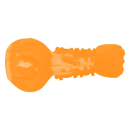 Mr.Kranch игрушка для собак Гантель дентальная с пищалкой и ароматом бекона, оранжевая, 22 см