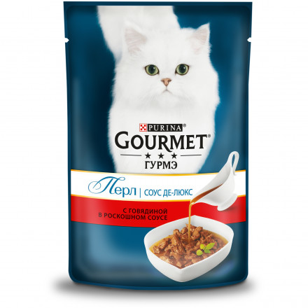Паучи для кошек Gourmet Соус Де-люкс с говядиной 85 г х 24 шт
