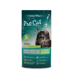 Pro Cat сухой корм для взрослых кошек, для вывода шерсти, с уткой и индейкой - 400 г