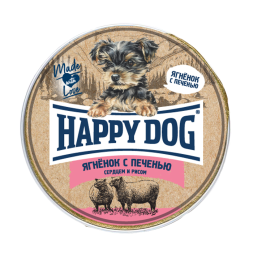 Happy Dog Natur Line паштет для щенков с чувствительным пищеварением с ягненком, печенью, сердцем и рисом - 125 гр х 10 шт