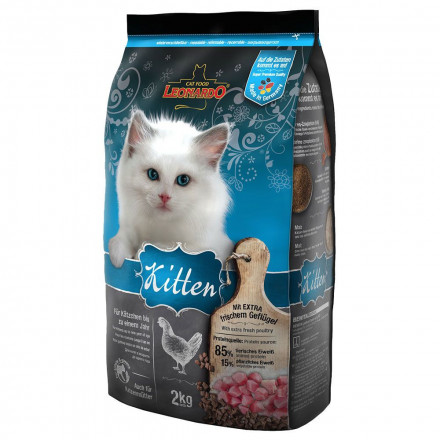 Сухой корм Leonardo Kitten для котят до 12 месяцев, для беременных и кормящих кошек - 2 кг