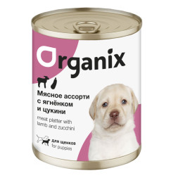 Organiх консервы для щенков с мясным ассорти, ягненком и цукини - 400 г х 6 шт