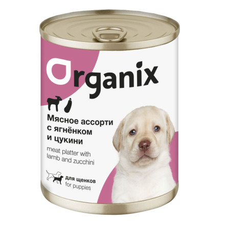 Organiх консервы для щенков с мясным ассорти, ягненком и цукини - 400 г х 6 шт