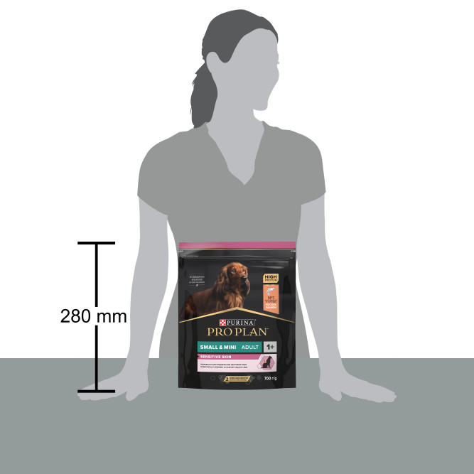 Pro Plan Adult Sensitive Skin сухой корм для взрослых собак мелких и карликовых пород с чувствительной кожей, с лососем - 700 г