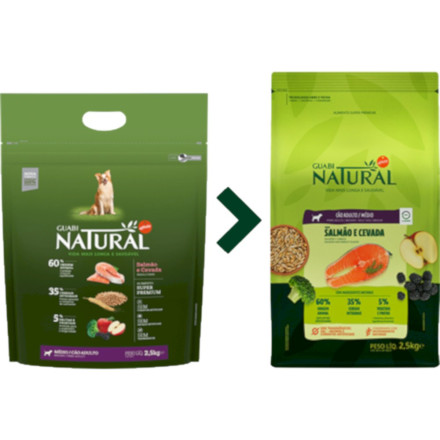 Guabi Natural Dog Adult сухой корм для взрослых собак средних пород, с лососем и ячменем - 12 кг