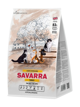 Savarra Light Adult Cat сухой корм для взрослых кошек с избыточным весом и стерилизованных с индейкой и рисом 6 кг