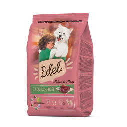 Edel Adult Medium &amp; Maxi Beef сухой корм для взрослых собак средних и крупных пород, с говядиной - 12 кг