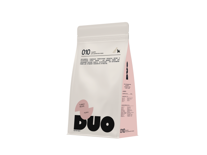 DUO Nutrition сухой полнорационный корм для щенков всех пород с индейкой и рисом - 8 кг