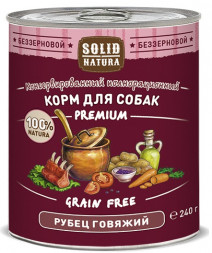 Solid Natura Premium Рубец говяжий влажный корм для собак жестяная банка 0,24 кг (12 шт в уп)