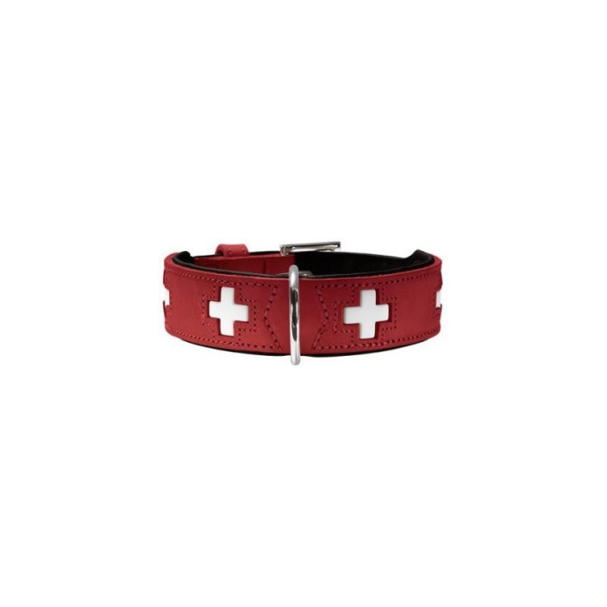 Кожаный ошейник Hunter Smart "Swiss 75" красный/черный для собак средних пород, размер 61-68,5 см, ширина 3,9 см