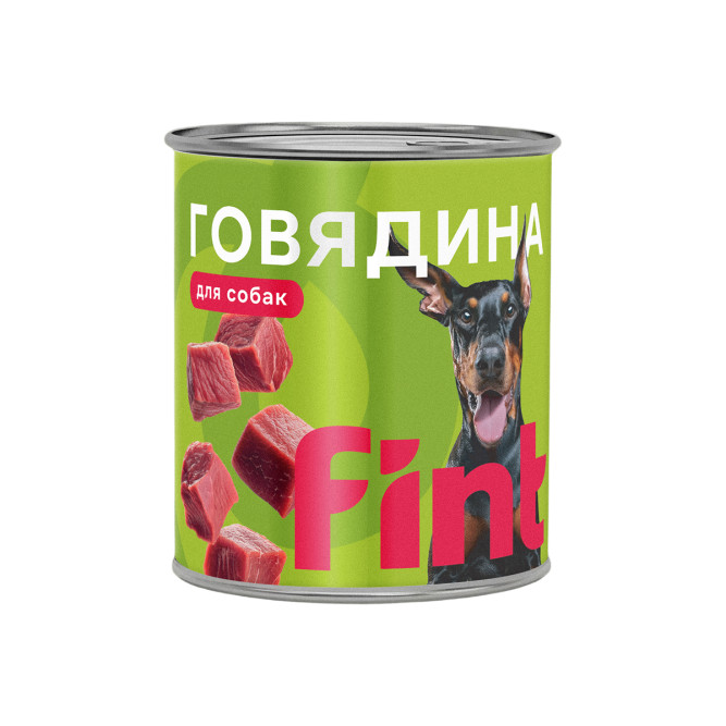 FINT влажный корм для взрослых собак всех пород с говядиной, в консервах - 850 г х 6 шт