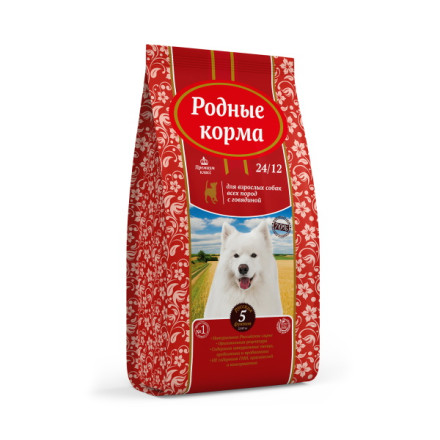 Родные Корма 22/10 сухой корм для взрослых собак с говядиной - 5 русских фунтов (2,045 кг)