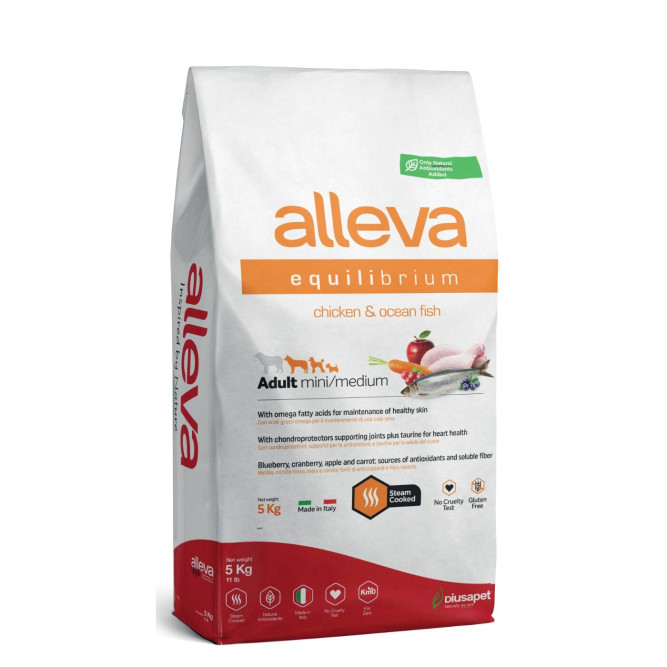 Alleva Equilibrium All Day Maintenance Chicken&amp;Ocean Fish Adult Mini/Medium сухой корм для взрослых собак всех пород с курицей и океанической рыбой - 5 кг