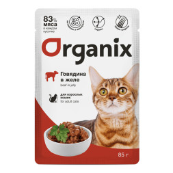 Organix паучи для взрослых кошек, с говядиной, в желе - 85 г х 24 шт