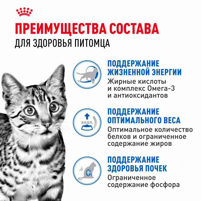 Royal Canin Indoor Sterilised 7+ влажный корм для стерилизованных кошек в возрасте от 7 до 12 лет, живущих в помещении, мелкие кусочки в соусе, в паучах - 85 г х 28 шт