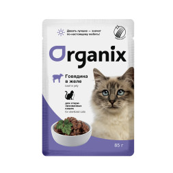 Organix паучи для стерилизованных кошек, с говядиной в желе - 85 г x 25 шт