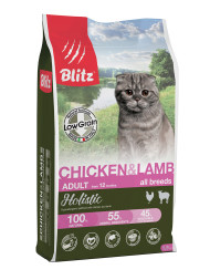 Blitz Holistic Cat Adult сухой низкозерновой корм для взрослых кошек, с курицей и ягненком - 1,5 кг
