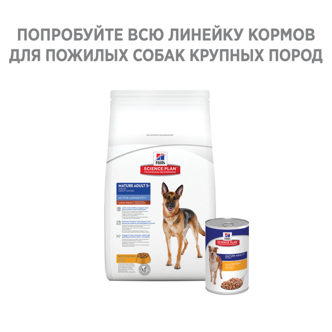 Сухой корм Hills Science Plan для пожилых собак (7+) крупных пород для поддержания здоровой мышечной массы и свободы движений, с курицей - 12 кг