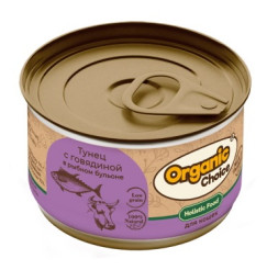 Organic Сhoice Low Grain влажный корм для взрослых кошек, тунец с говядиной в рыбном бульоне, в консервах - 70 г х 24 шт