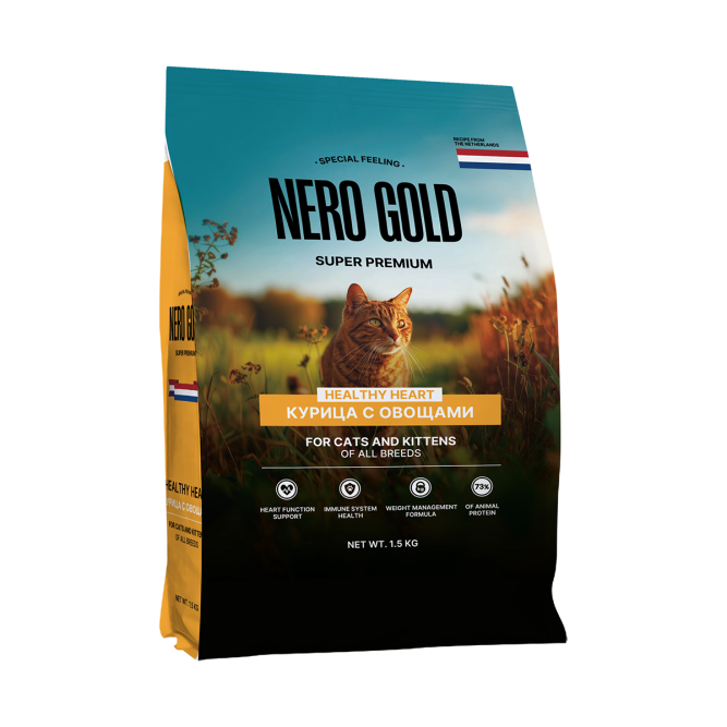 Nero Gold Супер-премиум сухой корм для кошек и котят с мясом курицы и овощами - 1,5 кг