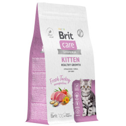 Brit Care Cat Kitten Healthy Growth сухой корм для котят, беременных и кормящих кошек, с индейкой - 1,5 кг
