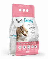 BentySandy Baby Powder наполнитель для кошачьего туалета комкующийся, глиняный, с ароматом детской присыпки - 10 л (8,7 кг)