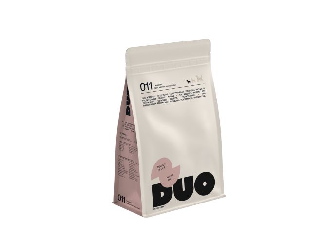 DUO Nutrition сухой полнорационный корм для взрослых собак мелких пород с индейкой и рисом - 1 кг