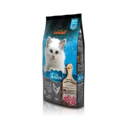 Сухой корм Leonardo Kitten для котят до 12 месяцев, для беременных и кормящих кошек - 7,5 кг