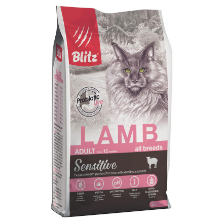 Blitz Sensitive Adult Cats Lamb сухой корм для взрослых кошек, с ягненком - 2 кг