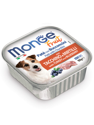 Monge Dog Fruit влажный корм для взрослых собак с индейкой и черникой в ламистере 100 г (32 шт в уп)